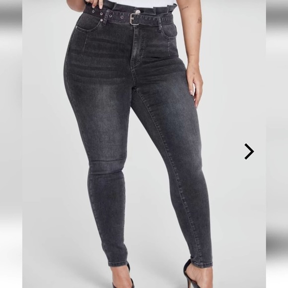 Fashion to Figure Ultra High Rise Paperbag Waist Belted Skinny Jeans size 18 new - Picture 2 of 8